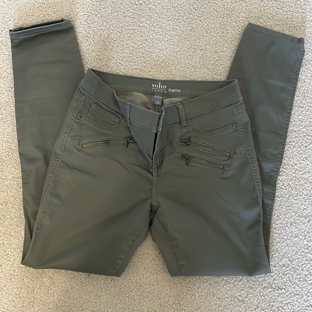 New York & Company Green Jean Leggings, Women’s Size 8, Great Condition!